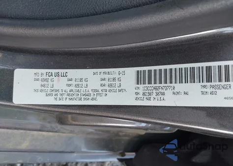 2015 Chrysler 200 Limited z USA, uszkodzony, nr VIN 1C3CCCAB2FN737710